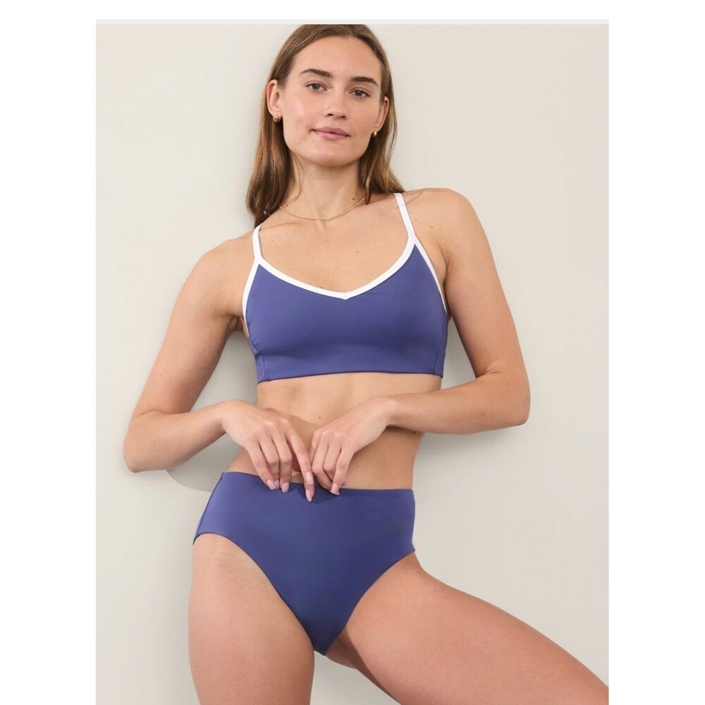 New Athleta Swim Bottoms Large High Waist Full Seat Coverage NWT Periwinkle Pool